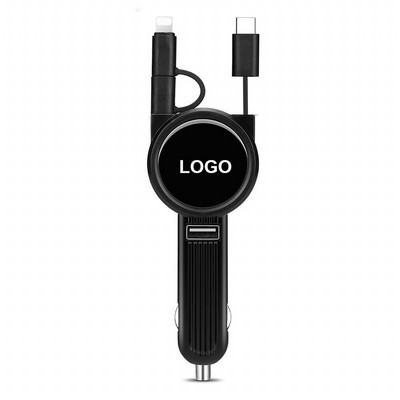Multi USB Retractable Charger with 2.6' Dual Cable