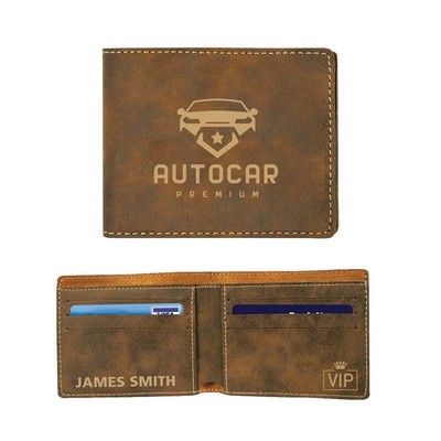Laser Engraved Leatherette RFID Blocking Bifold Wallet (4.5"x3.5")