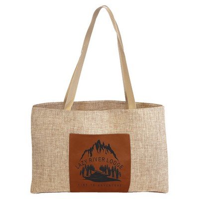19" x 12" Burlap Bag with 5" Rawhide Leatherette Gusset