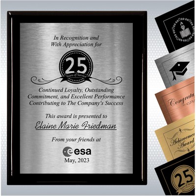 Black Piano Finish Wood Plaque Personalized Years of Service Award (7" x 9")