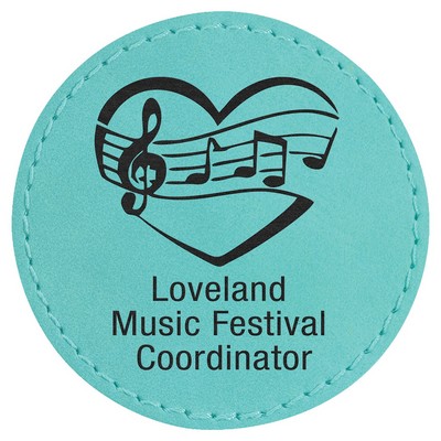 2-1/2" Diameter Round Patches, Teal Laserable Leatherette