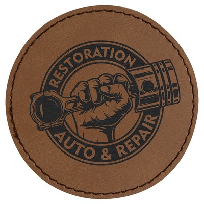 3" Diameter Round Patches, Dark Brown Laserable Leatherette