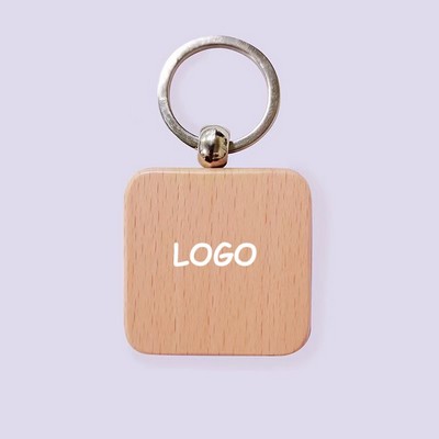 Square Wooden Keychain