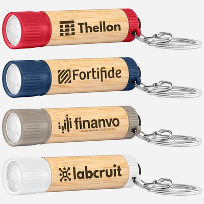 Bamboo LED Flashlight with Keyring - Laser