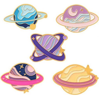 Custom Planet Shaped Cute Enamel Lapel Pins Brooch Pin Badge W/Butterfly Clutch Tie Tack