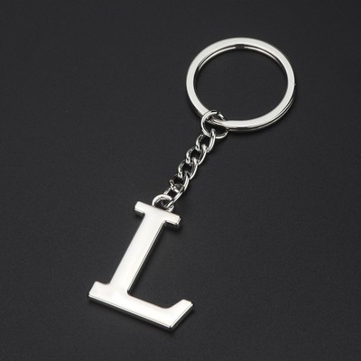 Silver Letter L Keychain Initial Keychain
