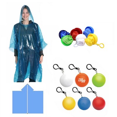 Disposable Emergency Rain Poncho In Key-chain Ball