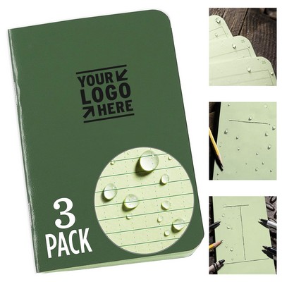 3.25 x 4.625" 24-Page Weatherproof Mini Stapled Notebook