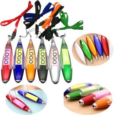 Multi-functional Color LED Light Lanyard Note Paper Pen