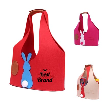 Rabbit Cartoon Felt Tote Bag