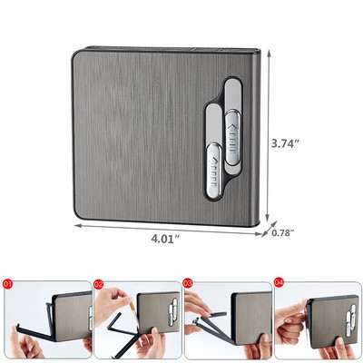20 Sticks Automatic Cigarette Case With X-Lightning Lighter