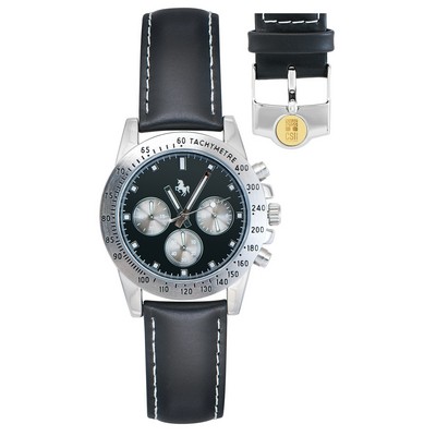 Brushed Silver Wristwatch W/ Gold Medallion