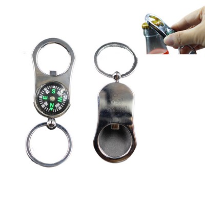 Compass Keychain With Bottle Opener