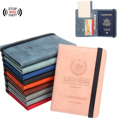 PU Leather RFID Blocking Passport Holder Cover Wallet