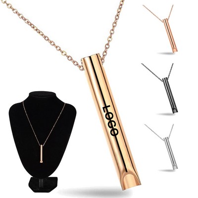 Stainless Steel Breathing Anti Anxiety Whistle Necklace