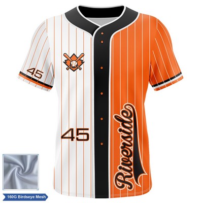 Rush - Men's & Kids' Sublimation Full Button Baseball Jersey - Birdseye Mesh