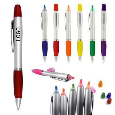 2-in-1 Custom Twist-Action Ballpoint Pen w/Highlighter & Pocket Clip