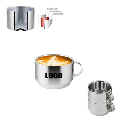 300ml Double Wall Stainless Steel Coffee Mug with Collapsible Handles