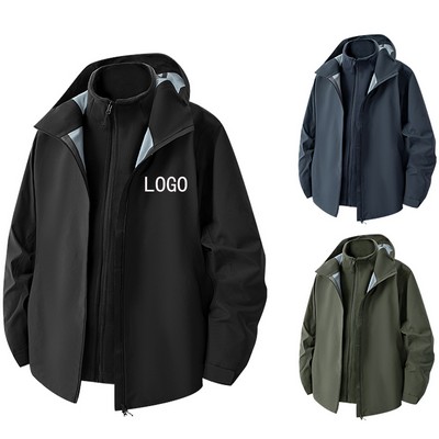 Autumn and Winter Outdoor Windproof and Waterproof 3 in 1 Fleece Jacket