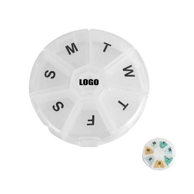 Round Shape Pill Case With 7 Compartments