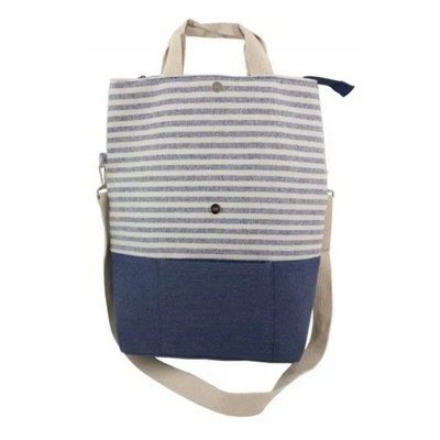 Mannitok Striped 2-Way Carry Fashion Tote, Royal Blue