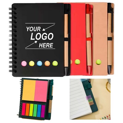 Stylish Spiral - Bound Kraft Paper Sticky Notes Notebook.