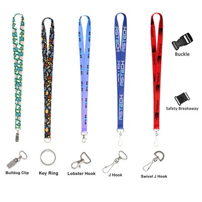 3/4" Full Color Dye-Sublimated Lanyard with Clear Badge Holder