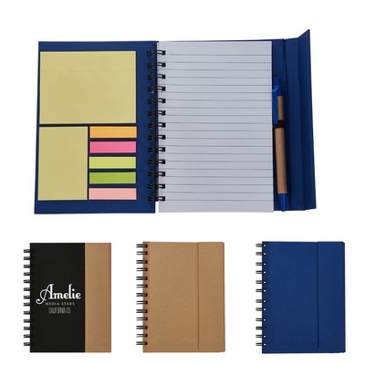 Spiral Notebook with Sticky Note & Pen