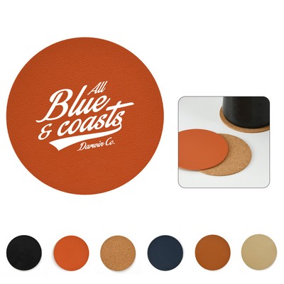 Pu Leather Round Cork Coaster