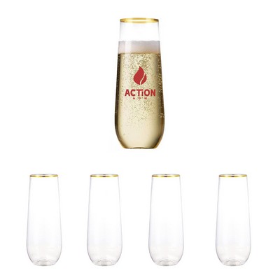9 Oz Stemless Plastic Champagne Flutes