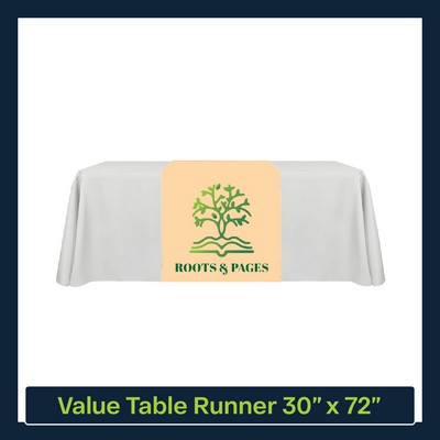 Value 30"W x 72"L Table Runner Full Color Print Dye Sublimation (Full Coverage Dye Sublimation)