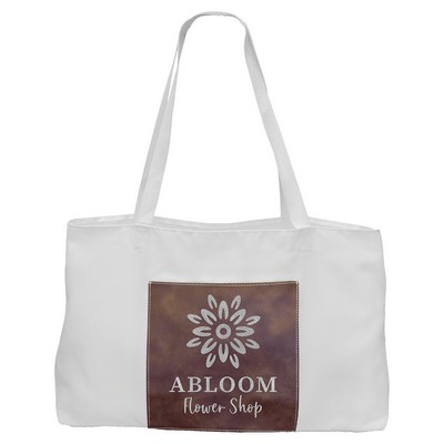 19" x 12" White Bag with 5" Rustic/Silver Leatherette Gusset