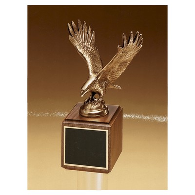 Antique Bronze Eagle Casting on a Walnut Base w/Black Plate