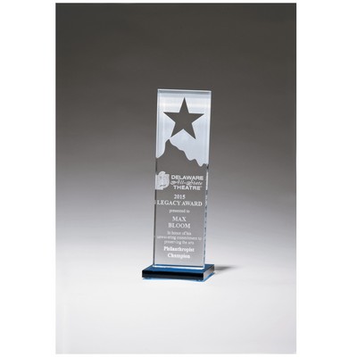 Glass Award w/Star and Mountain Peak on Base
