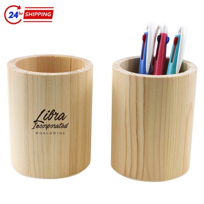 Round Wooden Pen Holder