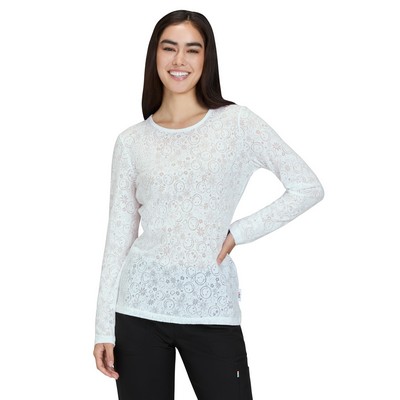 koi - Smiley World - Women's Smiley Face Burnout Design Long Sleeve Kind Underscrub Tee