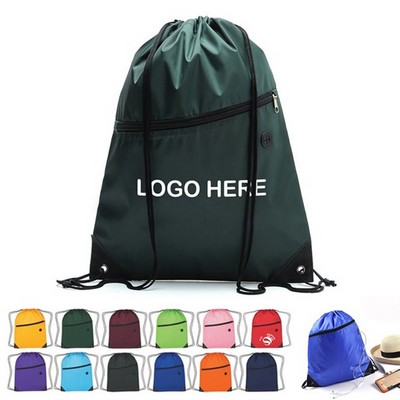 Drawstring Backpack W/ Zipper Pocket
