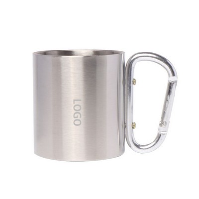 10Oz Double-Walled Stainless Steel Mug W/ Carabiner Handle