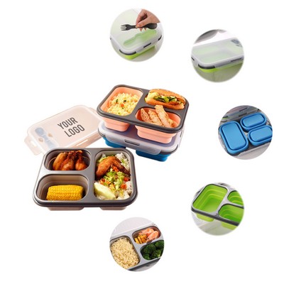 Large Capacity 3 Compartments Folding Lunch Box
