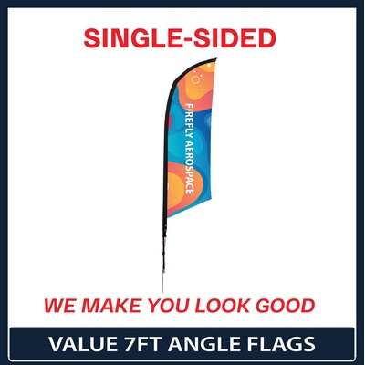 Value 7' Angle Flag - Single Sided w/Spike Base and Carry Bag