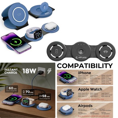Promotek iBank® 3 in 1 Charging Station for Apple Multiple Devices, Wireless Charger