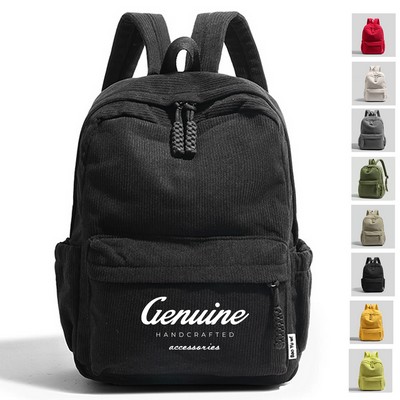 Cream Corduroy Laptop Backpack