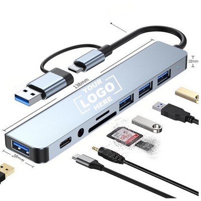 Aluminum 8 in 1 USB C Hub with 3.0
