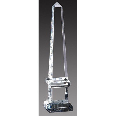 Crystal Obelisk on Clear Crystal Square Column & Base, Medium (13"H)