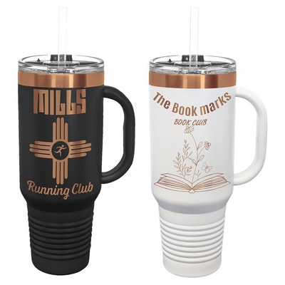 Polar Camel 40oz Rose Gold ION-Plated Travel Mugs w/ Straw