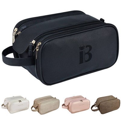 Large PU Leather Waterproof Toiletry Makeup Bag