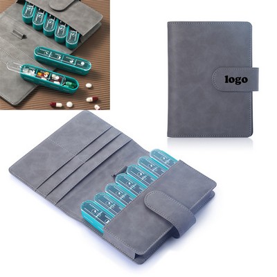 7 Day Pill Case W/ 28 Compartment Notebook Design