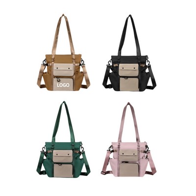 Large-capacity Oxford Cloth Bag with Color-blocking Design