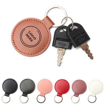 Round Leather Keychain Pendant