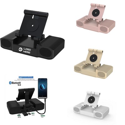 Portable Bluetooth Speaker with Dual Speakers Power Bank and Phone Stand